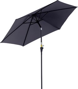 Outsunny Chapéu de Sol Jardim Ø270x235cm Alumínio Reclinável com Manivela 6 Hastes Resistente Intempéries Cinza | Aosom Portugal