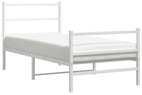 Estrutura de cama com cabeceira e pés 90x190 cm metal branco