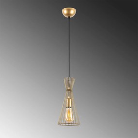 Candeeiro Suspenso Teltom – Dourado Brilhante – 15 x 15 x 125 cm