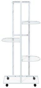 Suporte vasos c/ 5 prateleiras e rodas 44x23x100cm ferro branco