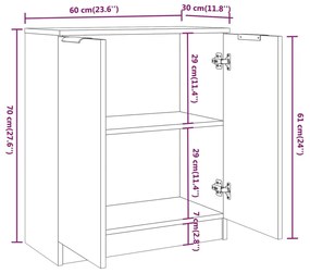 Aparador Flix - Com 2 Portas - Cor Carvalho Sonoma - 60x30x70 cm - Em