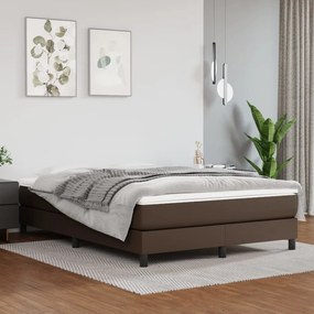 Estrutura de cama 140x200cm couro artificial castanho