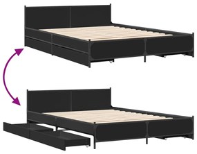 Estrutura cama c/ gavetas 120x190 cm derivados de madeira preto