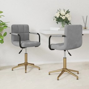 vidaXL Cadeiras de jantar giratórias 2 pcs veludo cinzento-claro