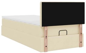 Cama otomana com colchão 100x200 cm tecido creme