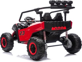 Buggy elétrico para Crianças 24V, 4x200W, 2 lugares TURBO 23, Rodas Espuma EVA, Assento Couro ecológico Vermelho