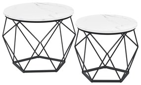 Mesa de centro redonda, conjunto de 2 mesas auxiliares com tampo removível | VASAGLE | 50 x 50 x 40,6 cm | branco e preto | LET040B59.