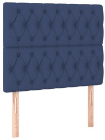 Cama com molas/colchão 90x190 cm tecido azul