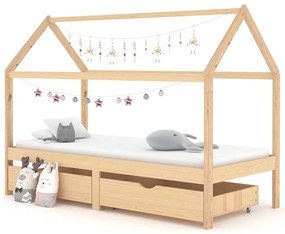 Estrutura de cama p/ crianças c/ gavetas 90x200 cm pinho maciço