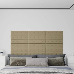 Painel parede 12pcs 60x15cm couro artificial 1,08 m² cappuccino
