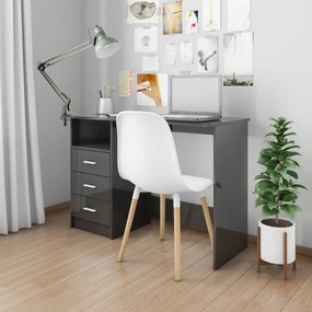 vidaXL Secretária c/ gavetas 110x50x76cm contraplacado preto brilhante