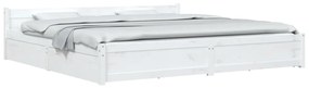 Estrutura de cama com gavetas 200x200 cm branco