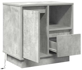 Mesas de cabeceira com LED 2 pcs betão cinza 50x34.5x50 cm