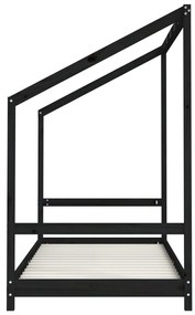 Estrutura de cama infantil 90x190 cm pinho maciço preto