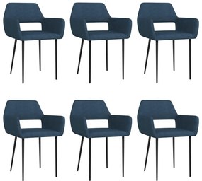 vidaXL Cadeiras de jantar 6 pcs tecido azul