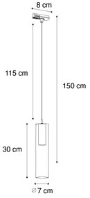 Candeeiro pendente moderno em metal cinzento para sistema de trilhos monofásicos - Iconic Lloyd Moderno