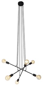 Candeeiro de suspensão moderno preto 80 cm 6 luzes - Sydney Moderno