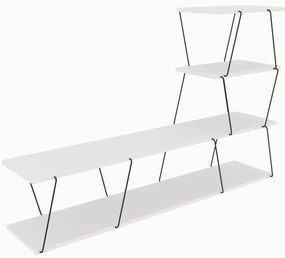 Conjunto de Mobiliário de Sala Basak – Branco e Preto – TV Stand 150x9