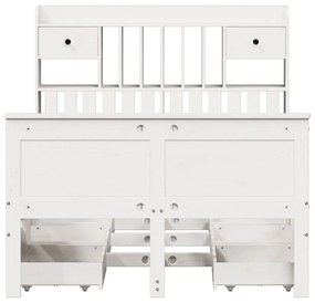 Cama com estante sem colchão 135x190 cm pinho maciço branco