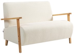 HOMCOM Sofá de 2 Lugares Estofado em Borreguito com Acolchoado Espesso Apoios de Braço e Pés de Madeira 118x76x78 cm Creme | Aosom Portugal