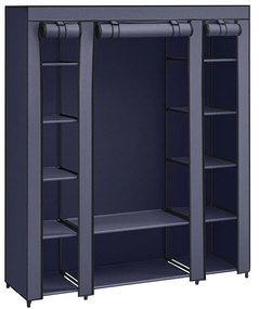 Guarda-roupa de tecido SONGMICS, guarda-roupa portátil para quarto, cabideiro com capa de tecido não tecido, organizador de roupas, 45 x 150 x 175 cm, 12 compartimentos, estrutura de metal, azul-marinho LSF003I0
