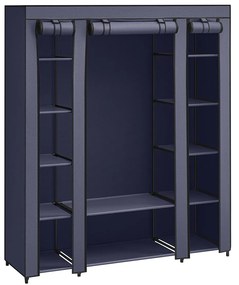 Roupeiro portátil de tecido com várias prateleiras para roupas. | SONGMICS | 150 x 45 x 175 cm | azul marinho | LSF003I02.