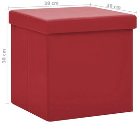 Banco de arrumação dobrável PVC vermelho tinto