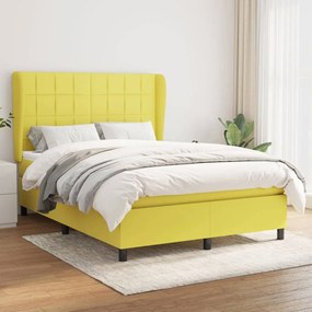 vidaXL Cama com molas/colchão 140x190 cm tecido verde