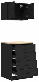 Armários de garagem 2 pcs derivados de madeira preto
