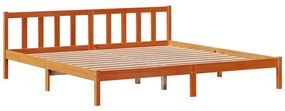 Estrutura cama c/ cabeceira 200x200cm pinho maciço castanho-mel