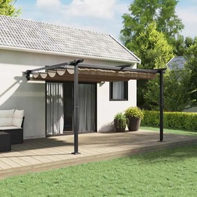 vidaXL Gazebo Montado na Parede Cinzento-acastanhado 3 x 3 m Aço