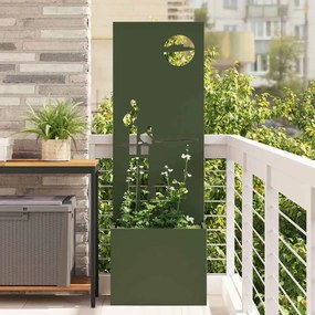 vidaXL Vaso de Jardim com Painel Decorativo Verde-oliva 50 x 140 cm
