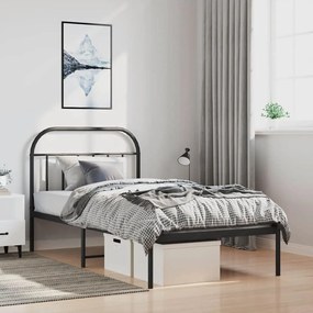 Estrutura de cama com cabeceira 100x200 cm metal preto