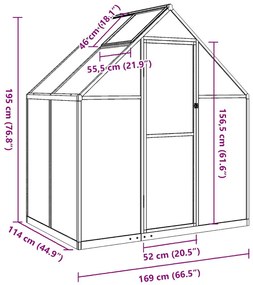 Estufa com estrutura de base 169x114x195 cm alumínio antracite