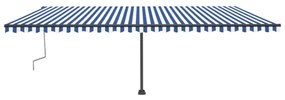 Toldo retrátil manual com LED 600x300 cm azul e branco