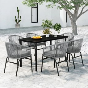 vidaXL 7 pcs conjunto de jantar para jardim cinzento