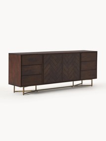 Xl Mango Wood Sideboard Luca with Herringbone Pattern