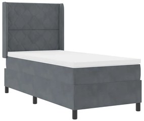 Cama Box com Colchão e LED vidaXL Cinza Escuro 90x190 cm Veludo