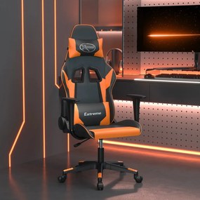 vidaXL Cadeira gaming massagens couro artificial preto e laranja
