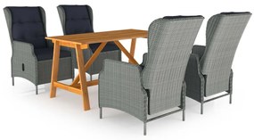 vidaXL 5 pcs conjunto de jantar para jardim cinzento-claro