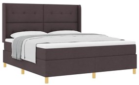 Cama Box com Colchão Marrom Escuro 180x200 cm em Tecido