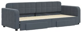 Sofá-cama c/ gavetão e gavetas 80x200 cm veludo cinzento-escuro