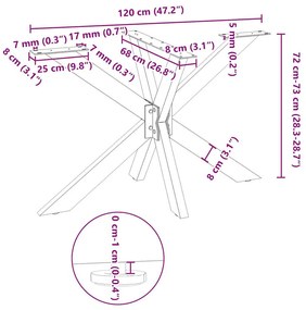 Pé de mesa de jantar em formato de aranha, branco, 120x68x(72-73) cm,