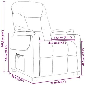 Poltrona de massagens reclinável tecido castanho
