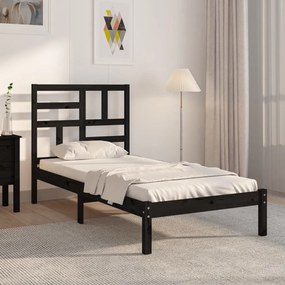 3105939 vidaXL Estrutura de cama 90x200 cm madeira maciça preto