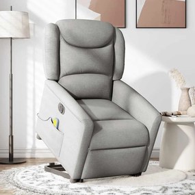 Poltrona elétrica elevatória massagens tecido cinzento-nublado