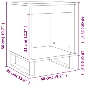 Mesa de cabeceira 40x35x50cm derivados madeira branco brilhante