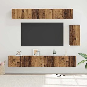 vidaXL Conjunto de móvel de TV 6 pcs Madeira antiga 100 x 30 x 30 cm