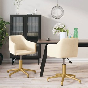 vidaXL Cadeiras de jantar giratórias 2 pcs veludo cor creme