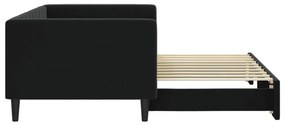 Sofá-cama com gavetão 90x190 cm veludo preto